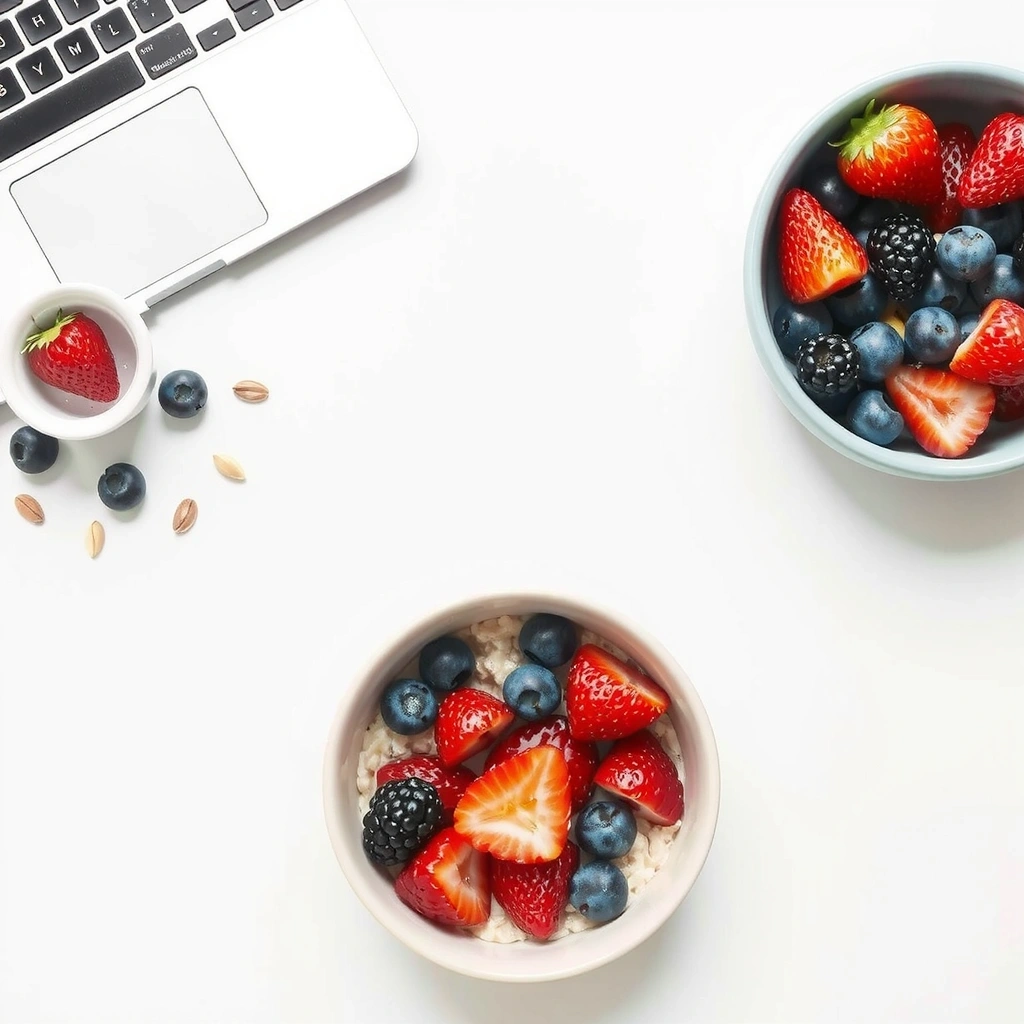 Stilvolle Schale mit Haferflocken und Beeren